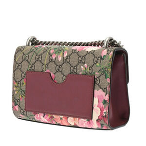 Gucci Pink Supreme Leather Beige GG Bag Canvas Chain Shoulder